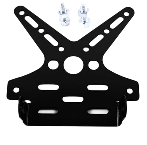 Electroplate Aluminum Alloy Motorcycle Rear License Plate Frame Motorbike Bracket Rack Scooter Adjusted Number Plate Holder(Black)