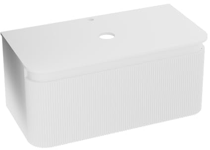 LAVITA Waschbeckenunterschrank Badezimmerschrank mit Möbelplatte Vermont White 1000 Hängeschrank Badschrank Waschtischschrank Schrank100cm Breit Badezimmermöbel PVC 52x100x42 cm Montierte Badmöbel Set