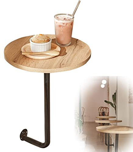 Mesa redonda de bar con acabado retro, mesa de bistró, muebles clásicos con parte superior de madera de 15.7 pulgadas y base de hierro de 19.6 pulgadas de altura para cafetería, oficina, hogar, cocina