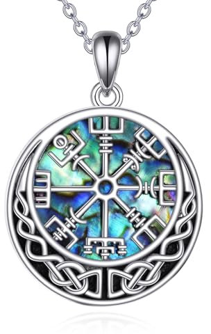YAFEINI Wikinger Kette für Damen 925 Sterling Silber Viel Glück Keltischer Knoten Anhänger Halskette Amulett Schutz Wikinger Triskele Schmuck (Wikinger Kette1)