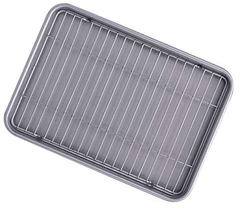 TINEASUR Bandeja Rectangular Antiadherente Asadera Pequeña Con Rejilla Molde Horno Para Asar Fácil Usar Limpiar