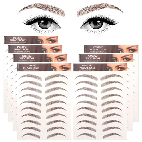 Molain 4D Haarähnliche Augenbrauen Tattoo Aufkleber 7 Bögenwasserfest Lang Anhaltendes Augenbrauen Tattoo Augenbrauen Farben Transfers Bogenstilaufkleber Abziehbar Für Augenbrauen Pflege (Braun)