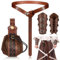 SATINIOR Halloween Nekromanten Anzug Mittelalterliche Accessoires Set Mittelalter Armschienen Geprägter Gürtel Kunstleder Gürtelbeutel für Wikinger Piraten Hexe Ritter (Prägemuster)