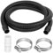 twoonto 4M Black Polypropylene Drain Hose Extension for Washing Machines, Dishwashers & Caravans - Kit Includes 4m Hose, Adapter & 2 Stainless Steel Clamps