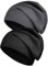 Kieswan 2 Pack Beanie Herren Mütze Damen, Slouch Dünne Mütze Unisex Caps, Elastische Laufmütze Chemo Mütze für Warme Herbst Winter (Dunkelgrau Schwarz)