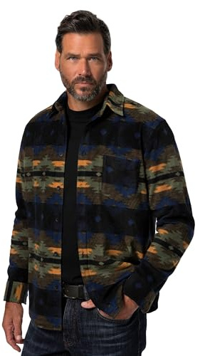 JP 1880 Herren große Größen Übergrößen Menswear L-8XL Hemd, Fleece, Allovermuster, Kentkragen, Modern Fit 831619