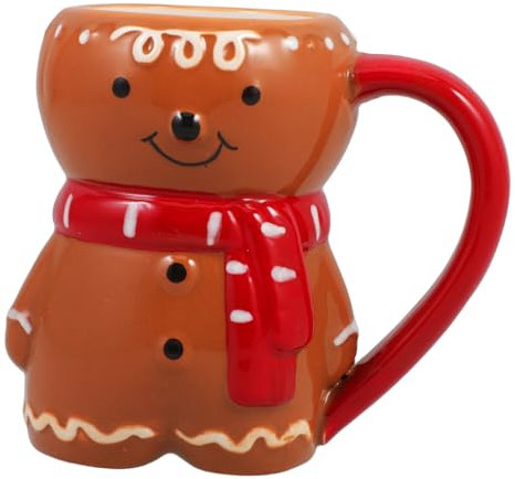 BUGUUYO Tazza in Ceramica Forma Pan Di Spezie Mug Natalizia Pratica Per Caffè e Tè Regalo Festivo Originale Per Famiglia e Amici