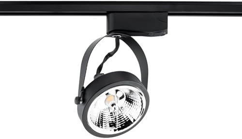Lumiled LED Schienensystem, Dreh- und schwenkbarer 1-Phasen-Strahler, Deckenstrahler, GU10 Fassung 230V max. 15W AR 111/ES 111, Schwarz, inkl. 1-Phasen-Adapter, 360° 180° verstellbar