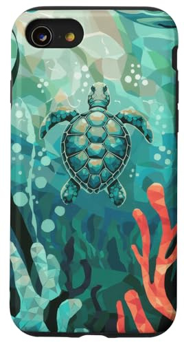 Vintage Turtle Ocean Art Mosaic Retro Case for iPhone SE (2020) / 7 / 8