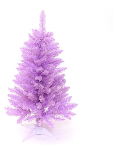 4FT Purple Artificial Small Christmas Tree Mini Tabletop Decor | Desk Xmas Tree with Stable Base for Home Entryway Apartment Office Indoor Outdoor Holiday Decoration