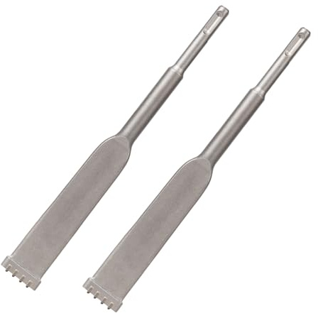 Qivine 2Pcs SDS Plus Chisel, Carbide-Tipped Heat-Treated Flat Blade Brick Removal Chisels for Tile Concrete Corner Stone, SDS Chisel Bits for Brick Removal, Cavity Inspection and Mortar Work (200mm)