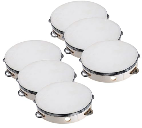 Tambourins pour adultes, tambourin à main de 15 cm | 6 unités Instrument de musique percussion éducatif pour école, karaoké, maison, réunions, danse, yoga
