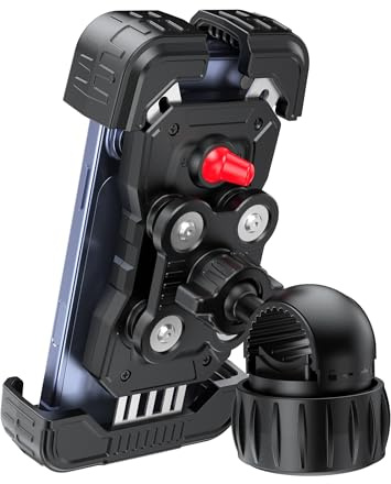 TECKNET Handyhalterung Motorrad, Handyhalter Fahrrad-Doppelt Vibrationsgedämpft Handy Motorradhalterung, 360° Drehbar Lenker Halterungfür iPhone 17 16 15 Pro Max Samsung 4,7-6,8 Smartphone