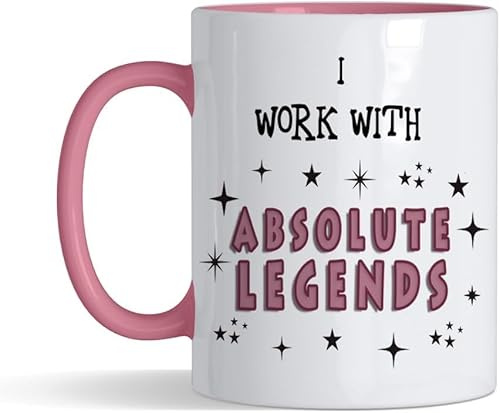 Getagift I Work with Absolute Legends Mug – 11 oz Funny Coffee Mug for Coworkers, Boss, Colleague – Office Gift for Work Friends, Retirement, Leaving Job, Appreciation or Farewell Gift (Pink)