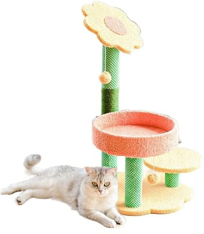 Katze Klettergerüst Haus Scratcher Blume Kratzbaum for Katzen Springen Sisal Mit Schlafen Nest Haustier Spielzeug Stabil Und Standfest(Flower)