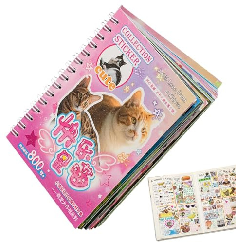 Cute Pet Sticker Book - Cat Stickers, 30 Sheets, 800 Aesthetic Cat Stickers Each Style | Cats Decals for Scrapbooking, Diaries, DIY Crafts, Boys, Girls, Home, Birthdays, Christmas, Holidays
