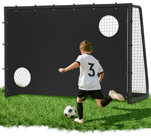 Mantigositeen-Metall Fußballtor,Fußballtor mit Stahlrahmen mit Polsterung, Erdhaken für Strand, Park, Trainingstore, Spielplatz, Hinterhof, Garten