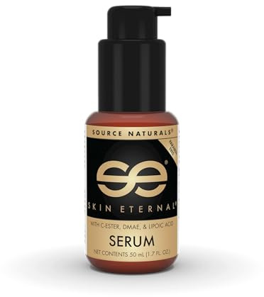 Source Naturals Skin Eternal Serum Moisturizing Skin Food For Face & Neck With C-Ester, DMEA, Lipoic Acid & More - Paraben Free Lotion Promotes Soft, Smooth, Younger Looking Skin - 1.7oz