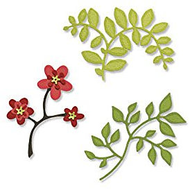 Sizzix Sizzlits Stanzschablonen-Set, Blumen, Zweige und Blätter, 3 Stück