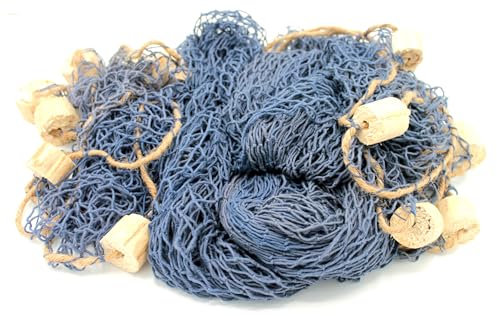 Deko Netz Fischernetz ca. 250x250cm BLAU Baumwolle Maschen 2x2cm m. Schwimmern