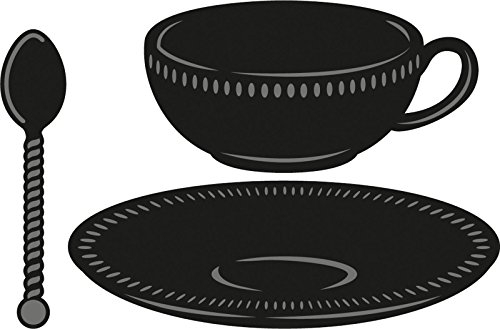 Marianne Design Tea cup with Spoon Craftable Die, Pack of 3, Black