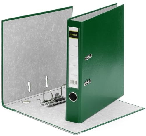 MIDORI Ordner PP-Color aus Kunststoff | 50er Pack Aktenordner 5 cm breit im DIN A4 Format in Grün | Schmaler Briefordner Ringordner mit austauschbarem Rückenschild