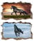2Pcs Pferd Horse Schwarz Wandtattoo 3D Effekt XXL Wanddurchbruch Fenster Wandaufkleber für Junge Mädchen Kinderzimmer 1000 mm breit x 600 mm tief