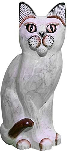 Woru Katze Minni aus Albesia-Holz in 3 Größen, wahlweise 20 cm, 25 cm oder 35 cm, Katzenfigur, Tierfigur, Deko-Figur (30 cm)