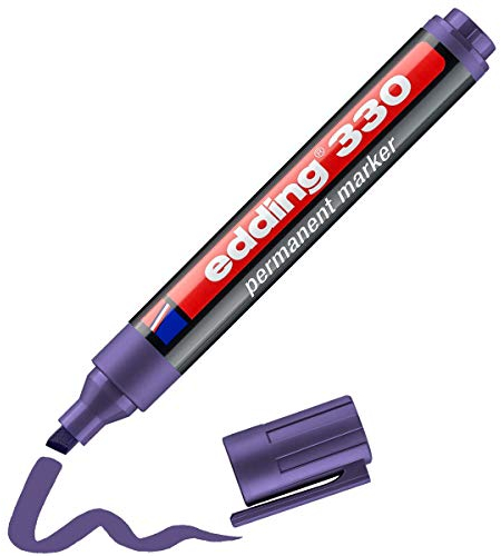 edding 330 Permanentmarker - violett - 1 Stift - Keil-Spitze 1-5 mm - wasserfest, schnell-trocknend - wischfest - für Karton, Kunststoff, Glas, Holz, Metall, Glas