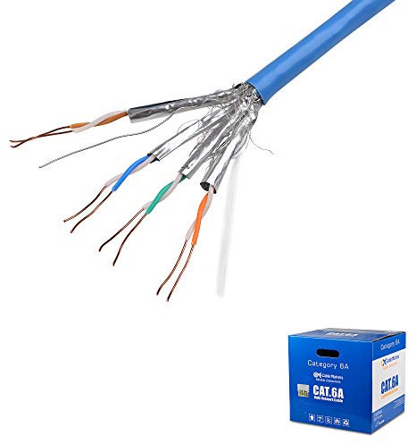 Cable Matters [UL Listed] In-Wall Rated (CM) Cat 6a / Cat6a Bulk Cable in Blue - SSTP/SFTP Shielded Ethernet Cable 305m