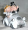 Silberhochzeitspaar im Auto, klein, Polystone - Dekofigur/ Tortendeko