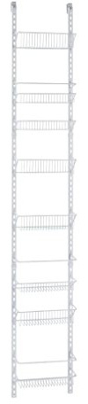 ClosetMaid Adjustable Organizer Rack with Baskets Wall or Over Door Mount, for Kitchen, Pantry, Utility Room, Closet, 12 in. W, White Finish