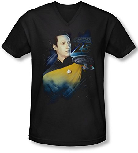 Star Trek - Herren Daten 25th V-Neck T-Shirt, XX-Large, Black