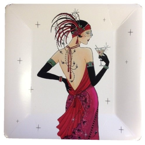 MustBeBonkers Art Deco Chic Cocktail Party Plates - 8 Per Pack - Ideal for: 18th / 21st / 40th / 50th / Birthday/Anniversary/Adults/Hor D'Oeuvres (1 Pack)