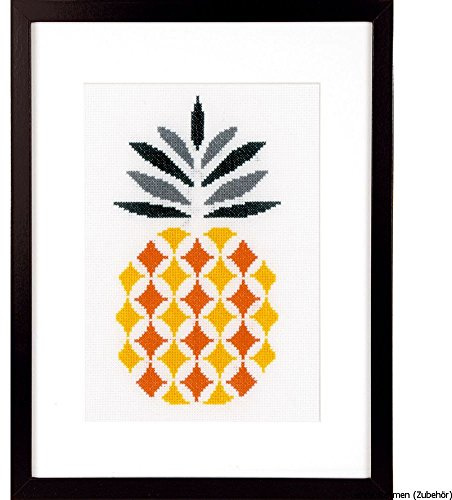 VERVACO Gezählter Kreuzstich Stickpackungen DIY Stickbilder Ananas Wanddekoration Handarbeit Set für Erwachsene Kreatives Handwerk ca. 16 x 26 cm Kreuzstichbilder Set Hausdeko