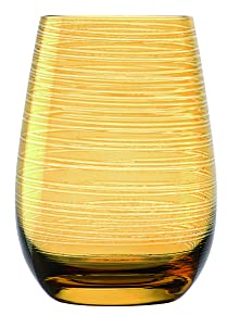 Stölzle Lausitz Wassergläser Twister Bernstein 6er-Set 465 ml – Allroundgläser für Wasser, Saft & Cocktails – Hochwertige Trinkgläser aus bleifreiem Kristallglas – Spülmaschinengeeignet & stoßfest