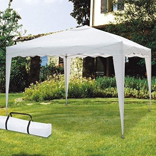 VERDELOOK Gazebo Pieghevole con Struttura in Metallo e Telo Bianco in Poliestere, 3x2 m