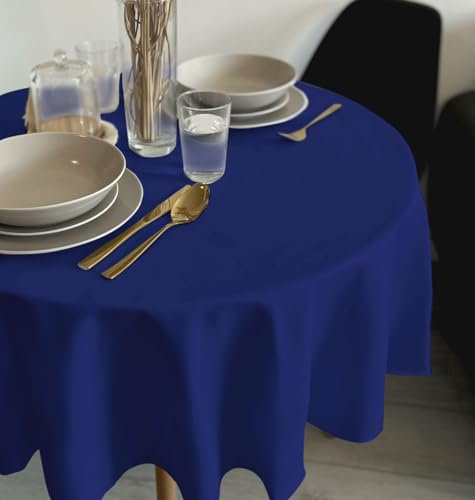 Rollmayer Tischdecke Tischtuch Tischwäsche Gastronomie Kollektion Vivid Uni einfarbig pflegeleicht waschbar 21 Farben zur Auswahl, Produkt für den täglichen Gebrauch(Kornblume Farbe 15, Rund Ø 120cm)