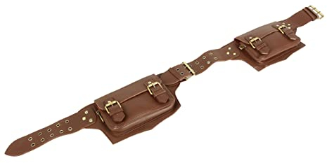 The Vintage Stuff Gürteltasche aus Leder, verstellbare Hüfttasche mit mehreren Taschen, Reise-Fanny Pack für Wandern, Outdoor, Radfahren, für Damen und Herren