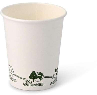 BIOZOYG 1000 Stück Kaffeebecher Pappbecher 200ml / 8 oz Ø 80 mm weiß mit Umweltmotiv - Einwegbecher plastikfrei - Becher aus nachhaltiger Forstwirtschaft - Kaffeebecher Einweg