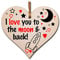 Handmade Wooden Hanging Heart Plaque Valentine's Gift Love You to the moon and back gift for someone special boyfriend girlfriend husband wife funny romantic keepsake
