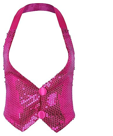 ranrann Femme Brillants Gilet à Paillettes Costume Danse Boléro de Soirée Sequins Costume Jazz Disco Haut sans Manche Clubwear Rose Taille Unique
