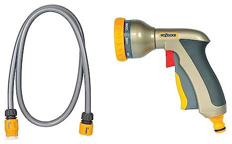 Hozelock Anschlußstücke Anschlussgarnituur, Gelb, 2 x Schlauchkupplungen & Multi Plus Spritzpistole