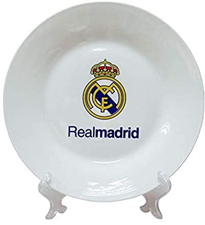 REAL MADRID CF - Plato Blanco, Para Niños y Niñas, Cerámica, Producto Oficial (CyP Brands)