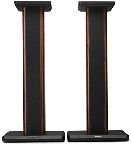 Edifier S2000MKIII Floor Speakers Stands, Heavy Duty 25.7 Inch Hollowed Speaker Supports, Floorstanding Wood Grain Audio Stand for Home Theater, Easy Assembly - Brown (Pair)