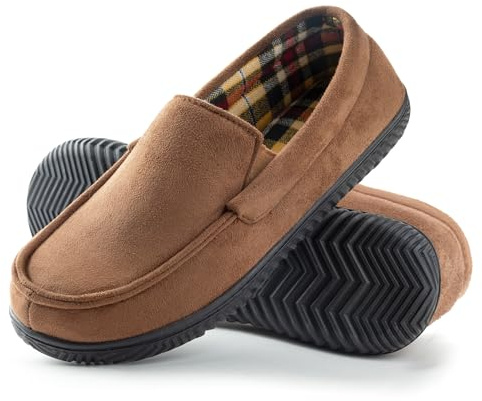 RockDove Herren Alexander Flanell Loafer Hausschuhe | Obermaterial aus Wildlederimitat, weicher Einstiegskomfort, strapazierfähige Gummisohle, für drinnen und draußen