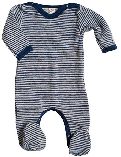 Lilano, Fleece Flausch Overall mit Fuß, 100% Wolle (kbT) (62, Blau/Natur)