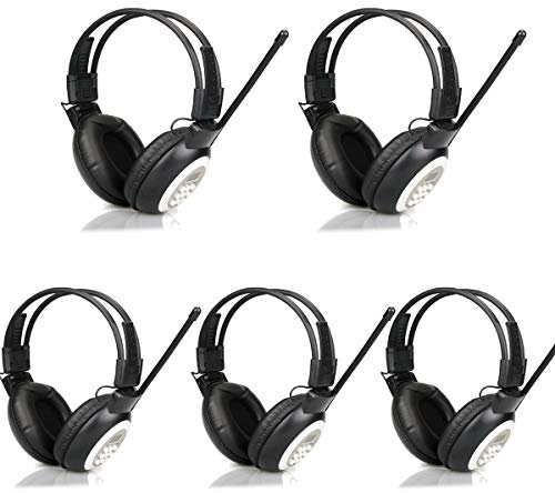 Retekess TR101 Headphone Radio, FM Headphone Receiver, FM Stereo Radio, Adjustable Headset, Powered by AA Batteries, Suitable for Exams, Translation, Meetings (5 Pieces)
