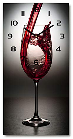 Tulup Reloj de pared silencioso de cristal, 30 x 60 cm, vino tinto moderno, cocina