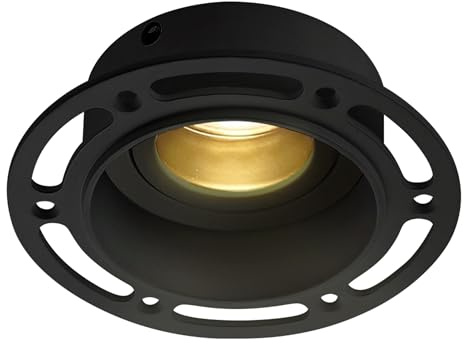 National Lighting Horizon Matt Black Round Trimless Plaster in GU10 LED Anti Glare Low Profile Die Cast Tilt Rotate Ceiling Downlight Spotlight